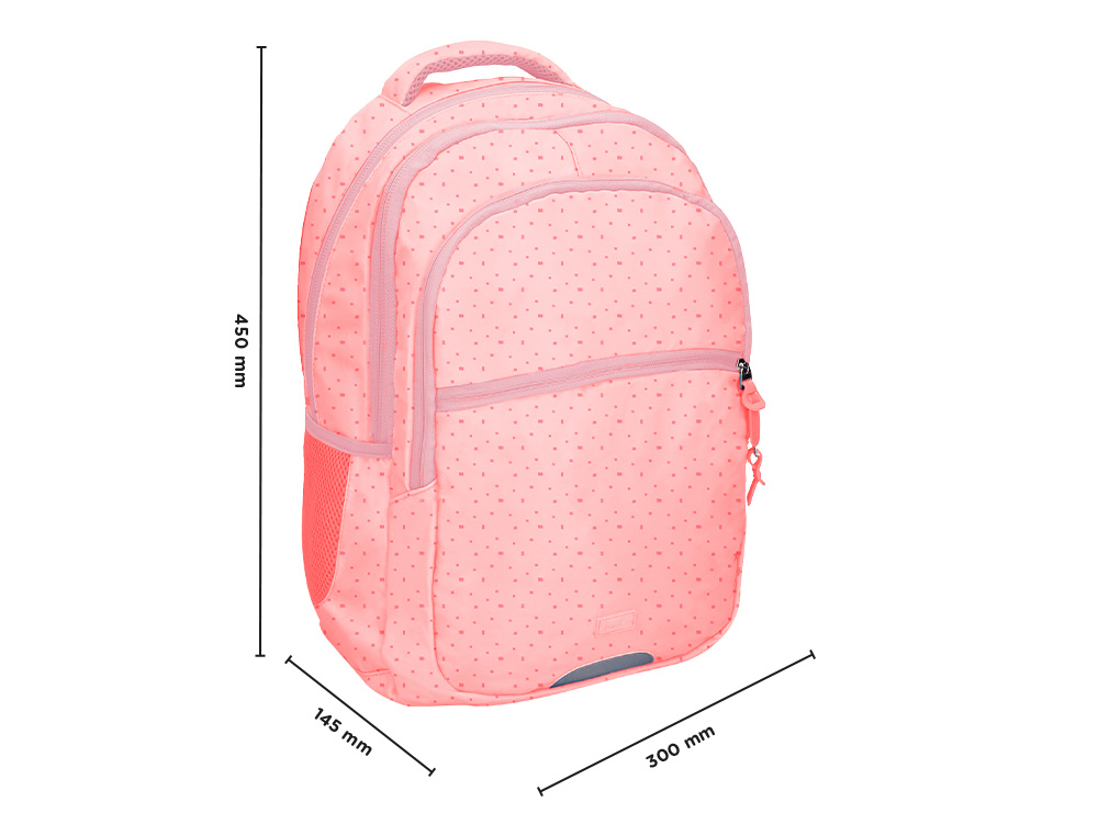 MOCHILA ESCOLAR LIDERPAPEL MULTIBOLSILLO PARA PORTATIL ROSA ESTRELLAS 450X145X300 MM