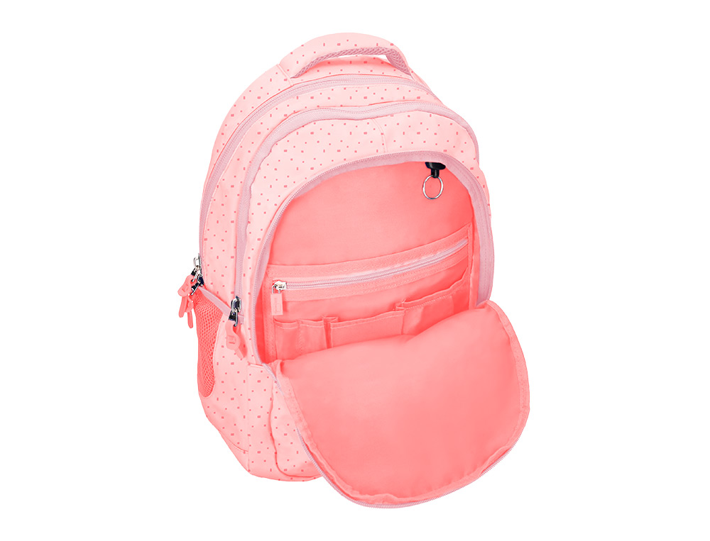 MOCHILA ESCOLAR LIDERPAPEL MULTIBOLSILLO PARA PORTATIL ROSA ESTRELLAS 450X145X300 MM