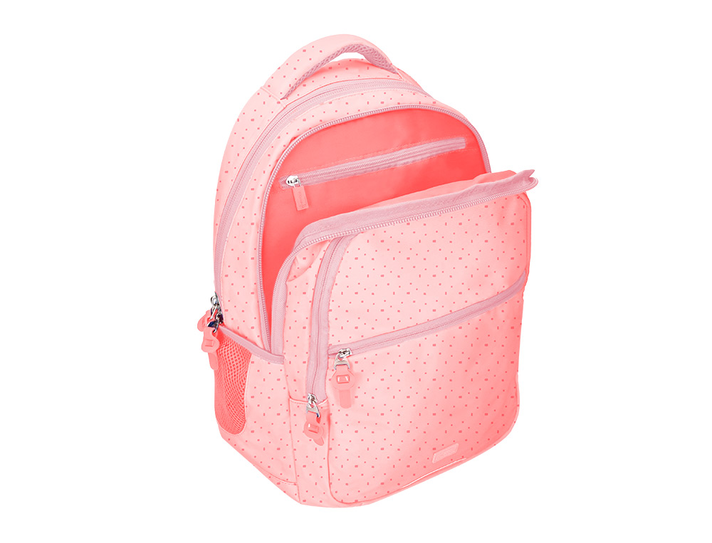 MOCHILA ESCOLAR LIDERPAPEL MULTIBOLSILLO PARA PORTATIL ROSA ESTRELLAS 450X145X300 MM