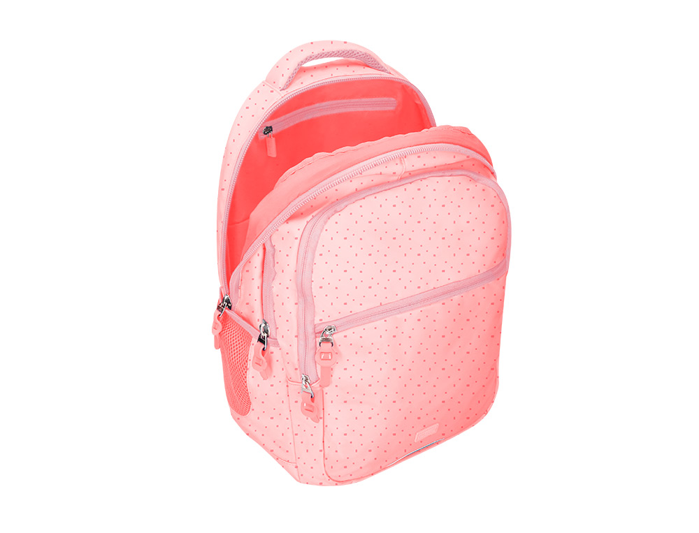MOCHILA ESCOLAR LIDERPAPEL MULTIBOLSILLO PARA PORTATIL ROSA ESTRELLAS 450X145X300 MM
