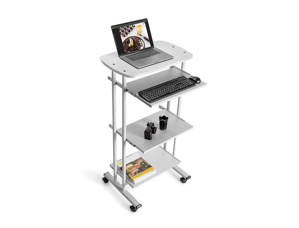 MESA ORDENADOR ROCADA RD-5220 ESTRUCTURA METALICA BANDEJAS REGULABLES EN ALTURA CON TECLADO EXTRAIBLE