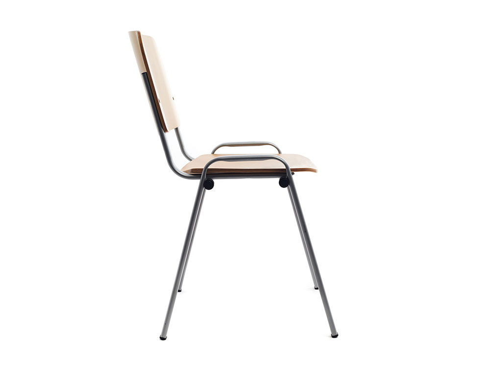 SILLA ROCADA CONFIDENTE ESTRUCTURA METALICA ASIENTO Y RESPALDO MADERA NATURAL 570X410X810 MM
