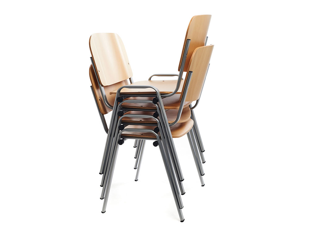 SILLA ROCADA CONFIDENTE ESTRUCTURA METALICA ASIENTO Y RESPALDO MADERA NATURAL 570X410X810 MM