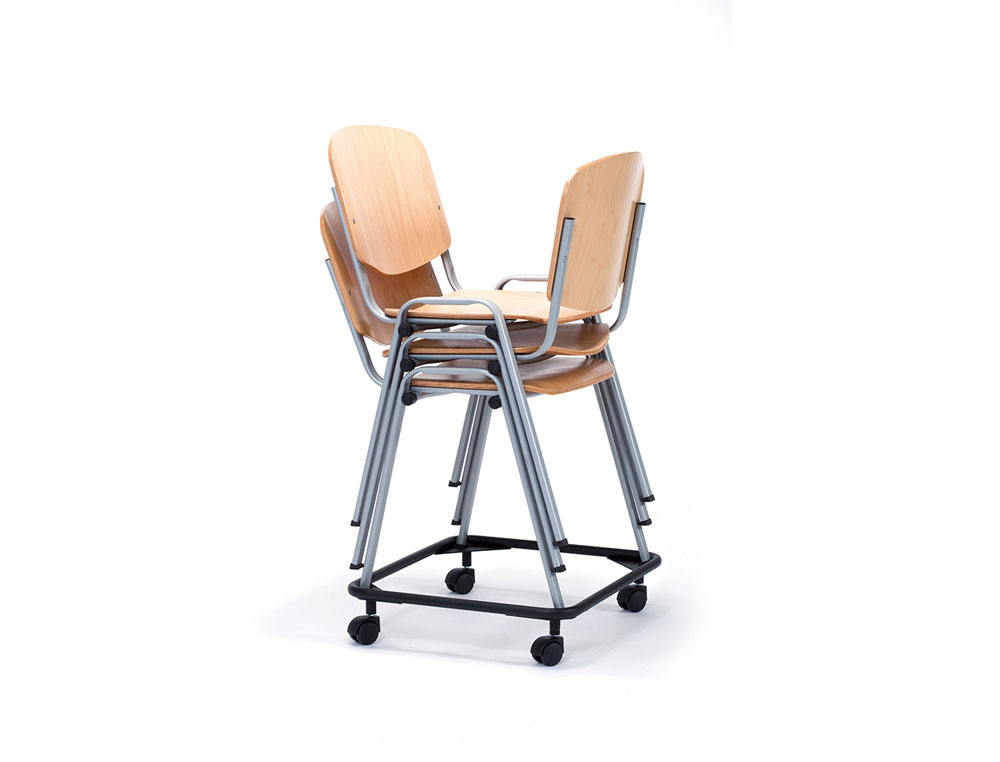 SILLA ROCADA CONFIDENTE ESTRUCTURA METALICA ASIENTO Y RESPALDO MADERA NATURAL 570X410X810 MM
