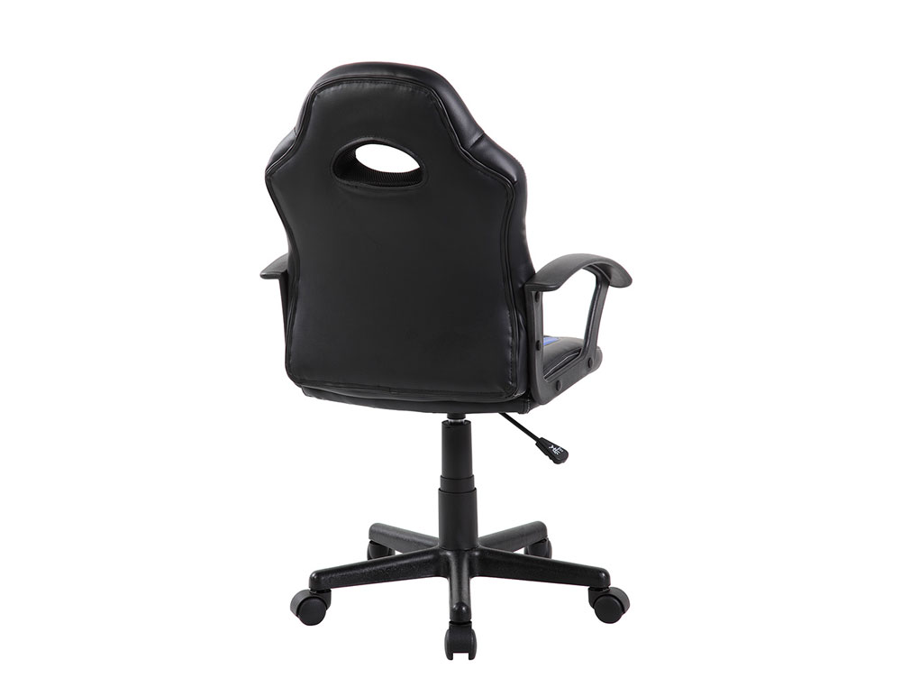 SILLA ROCADA GAMING CON BRAZOS FIJOS BASE NYLON CON RUEDAS SIMILPIEL NEGRO/AZUL 435X430X880-995 MM