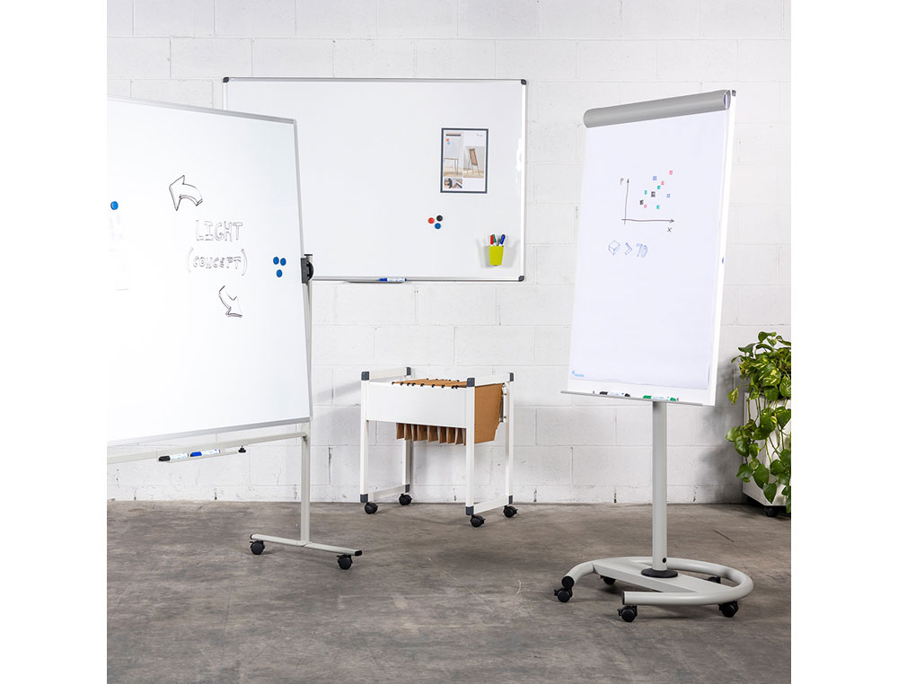 PIZARRA BLANCA ROCADA LACADA MAGNETICA MARCO ALUMINIO CON CANTONERAS 120X180 CM