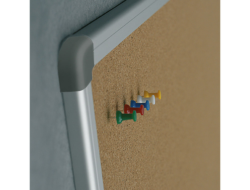 PIZARRA CORCHO ROCADA MARCO ALUMINIO CON CANTONERAS 45X60 CM