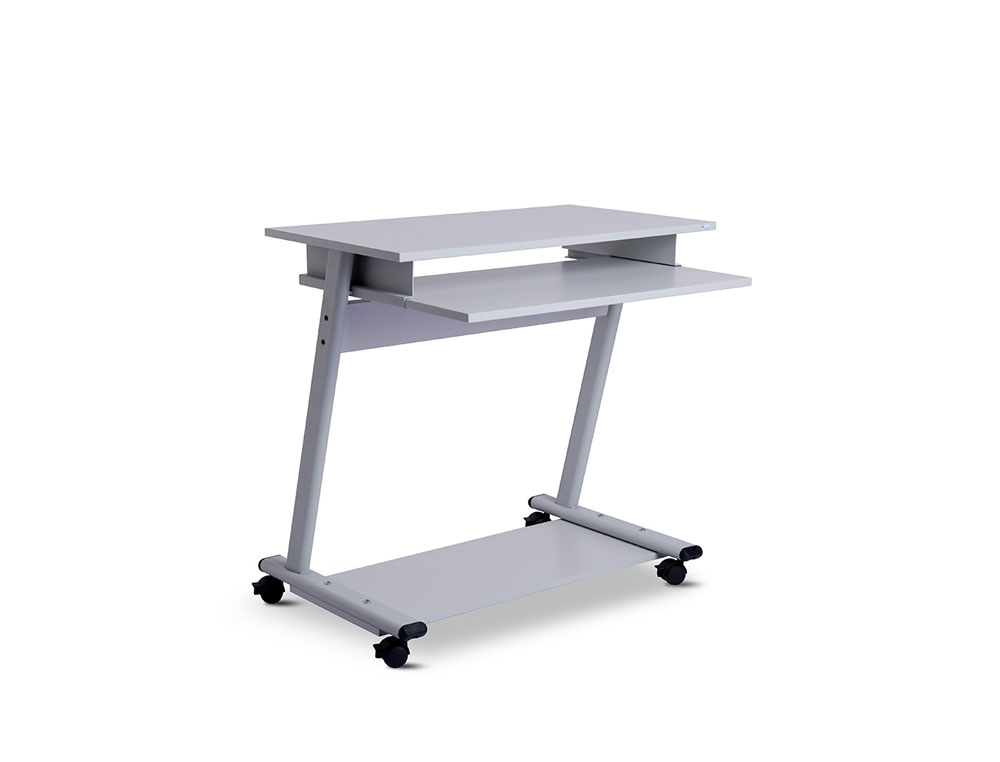MESA ORDENADOR ROCADA RD-9100 SISTEMA BLOQUEO CON RUEDAS ESTRUCTURA METALICA CON BANDEJA TECLADO EXTRAIBLE