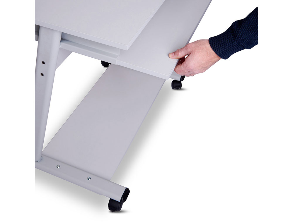 MESA ORDENADOR ROCADA RD-9100 SISTEMA BLOQUEO CON RUEDAS ESTRUCTURA METALICA CON BANDEJA TECLADO EXTRAIBLE