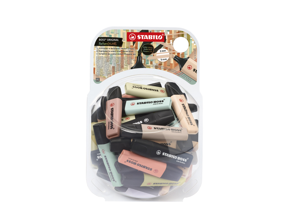 ROTULADOR STABILO BOSS PASTEL FLUORESCENTE 70 NATURE COLORS BOMBONERA DE 60 UNIDADES COLORES SURTIDOS