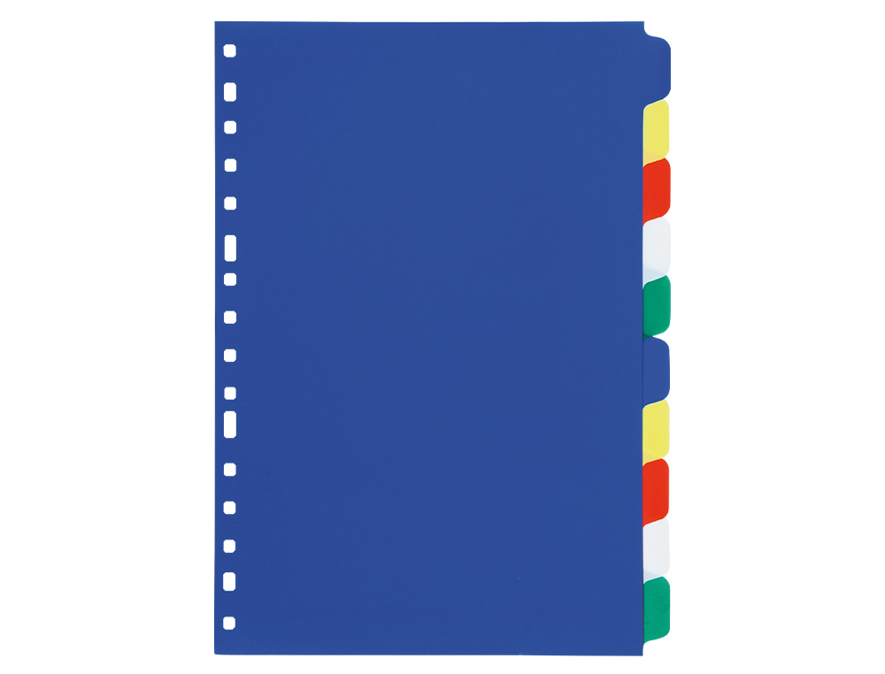 SEPARADOR LIDERPAPEL PLASTICO JUEGO DE 10 SEPARADORES FOLIO 16 TALADROS