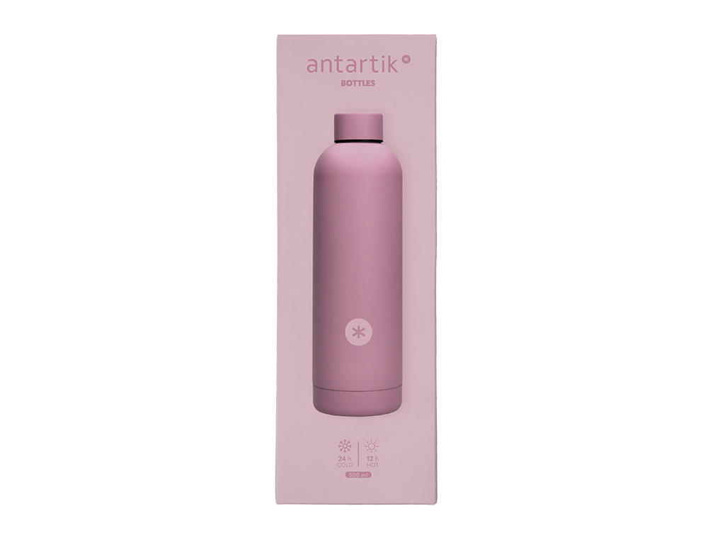 BOTELLA PORTALIQUIDOS ANTARTIK ISOTERMICA ACERO INOXIDABLE LIBRE DE BPA COLOR ROSA 500 ML
