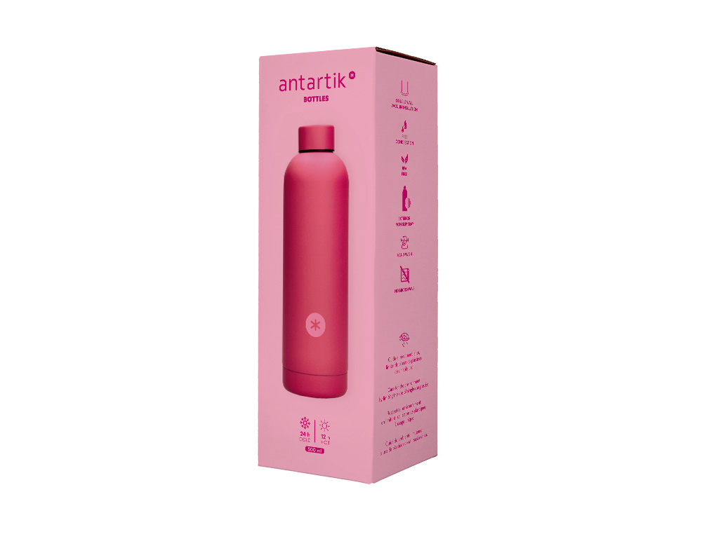 BOTELLA PORTALIQUIDOS ANTARTIK ISOTERMICA ACERO INOXIDABLE LIBRE DE BPA COLOR FUCSIA 500 ML