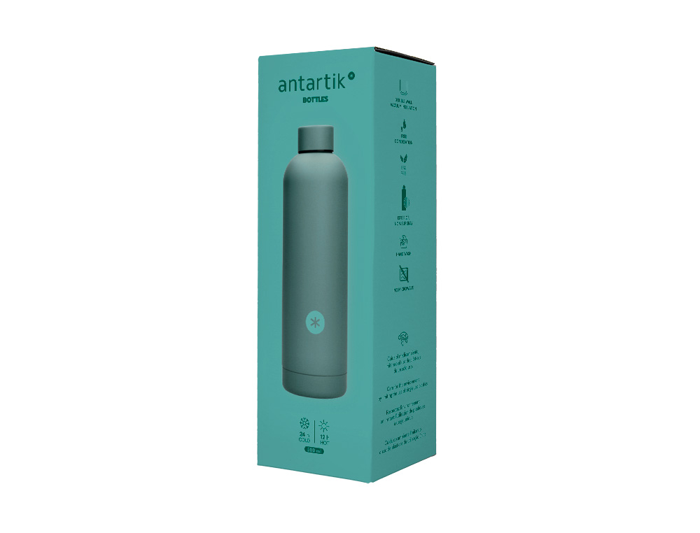 BOTELLA PORTALIQUIDOS ANTARTIK ISOTERMICA ACERO INOXIDABLE LIBRE DE BPA COLOR TURQUESA 500 ML