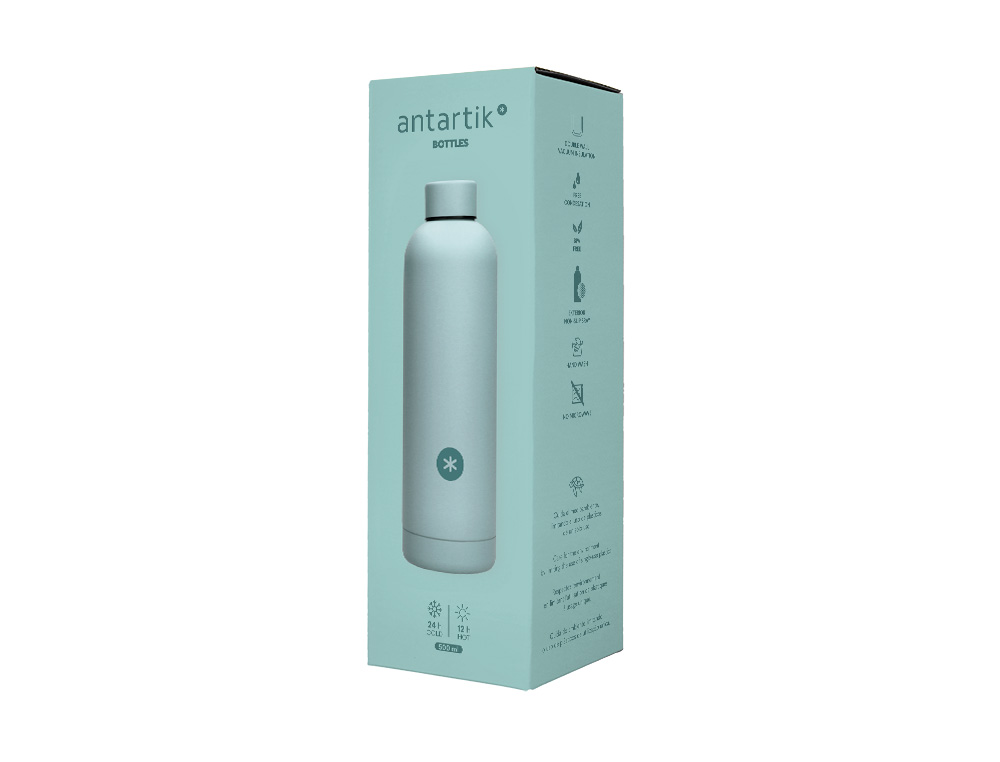 BOTELLA PORTALIQUIDOS ANTARTIK ISOTERMICA ACERO INOXIDABLE LIBRE DE BPA COLOR MENTA 500 ML