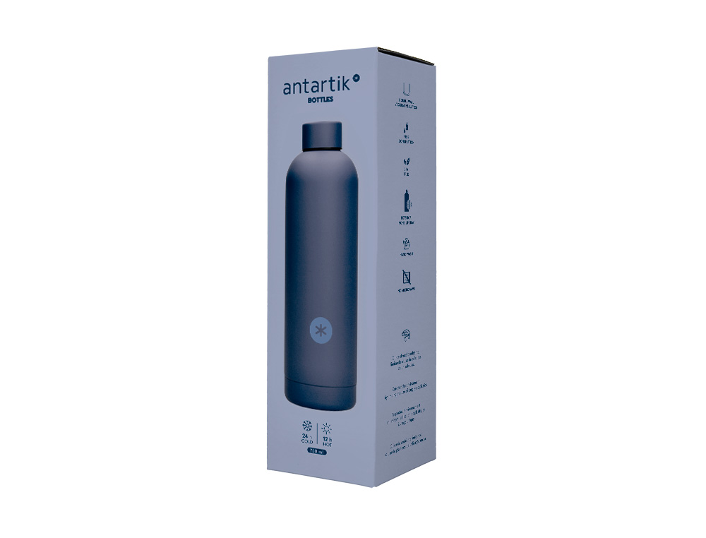 BOTELLA PORTALIQUIDOS ANTARTIK ISOTERMICA ACERO INOXIDABLE LIBRE DE BPA COLOR AZUL 75O ML
