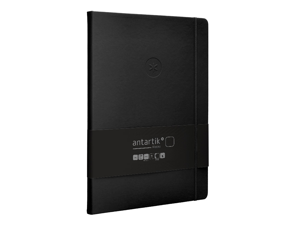CUADERNO CON GOMILLA ANTARTIK NOTES TAPA DURA A4 HOJAS LISAS NEGRO 100 HOJAS 80 GR FSC