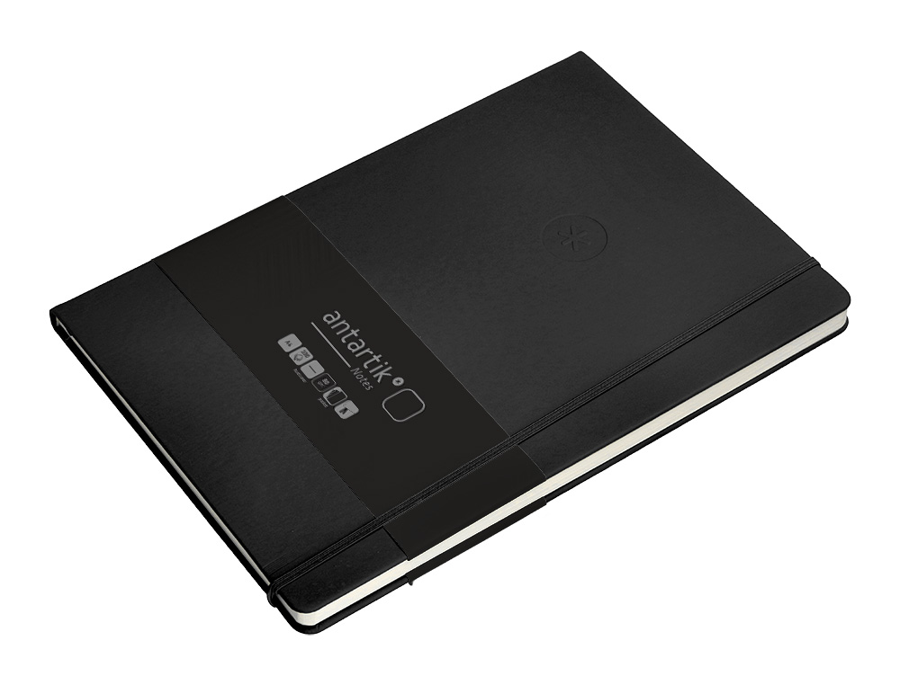 CUADERNO CON GOMILLA ANTARTIK NOTES TAPA DURA A4 HOJAS LISAS NEGRO 100 HOJAS 80 GR FSC