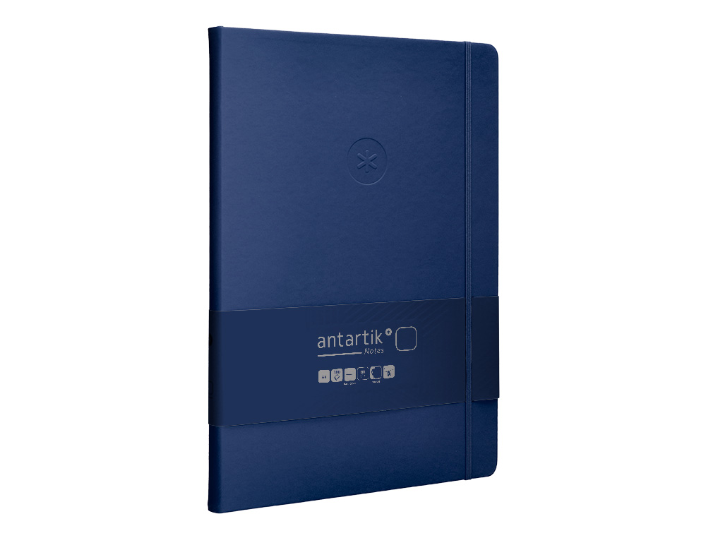 CUADERNO CON GOMILLA ANTARTIK NOTES TAPA DURA A4 HOJAS LISAS AZUL MARINO 100 HOJAS 80 GR FSC
