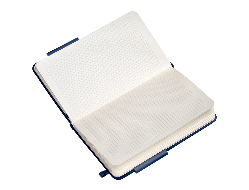 CUADERNO CON GOMILLA ANTARTIK NOTES TAPA DURA A6 HOJAS CUADRICULA AZUL MARINO 100 HOJAS 80 GR FSC