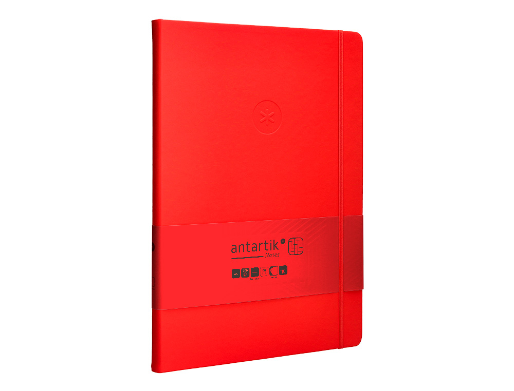 CUADERNO CON GOMILLA ANTARTIK NOTES TAPA DURA A4 HOJAS CUADRICULA ROJO 100 HOJAS 80 GR FSC