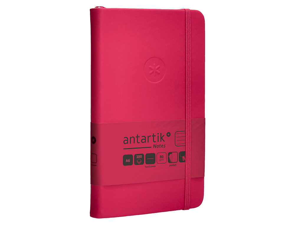 CUADERNO CON GOMILLA ANTARTIK NOTES TAPA DURA A6 HOJAS RAYAS BURDEOS 100 HOJAS 80 GR FSC