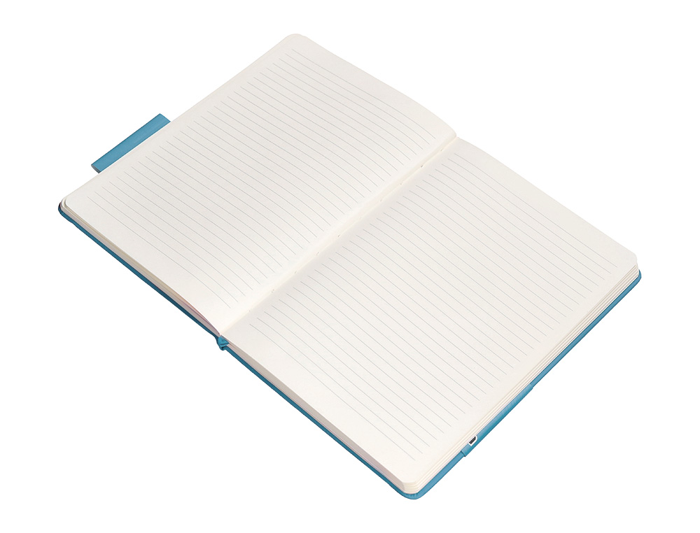 CUADERNO CON GOMILLA ANTARTIK NOTES TAPA DURA A4 HOJAS RAYAS AZUL CLARO 100 HOJAS 80 GR FSC