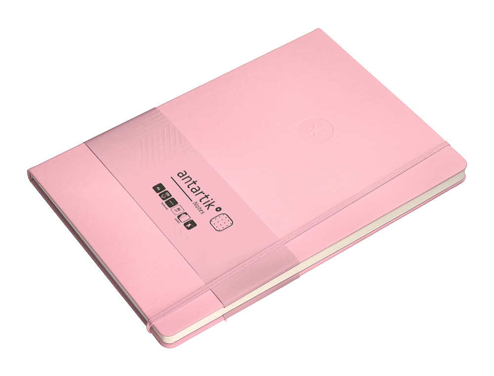 CUADERNO CON GOMILLA ANTARTIK NOTES TAPA DURA A4 HOJAS PUNTOS ROSA PASTEL 100 HOJAS 80 GR FSC