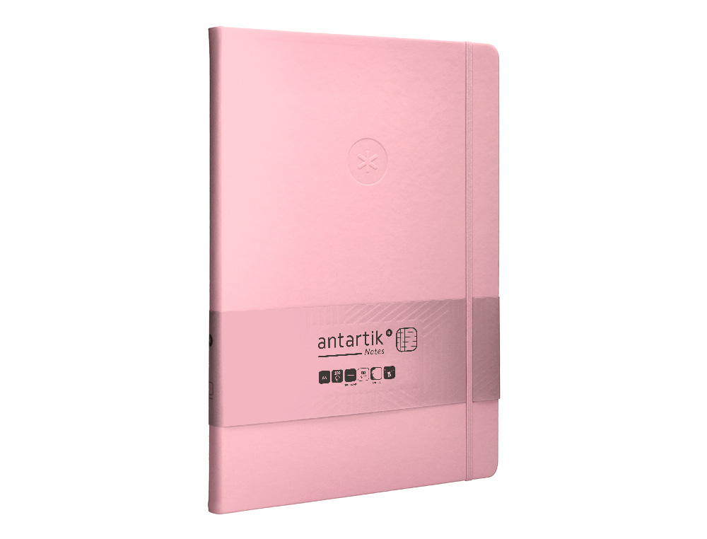 CUADERNO CON GOMILLA ANTARTIK NOTES TAPA DURA A4 HOJAS CUADRICULA ROSA PASTEL 100 HOJAS 80 GR FSC