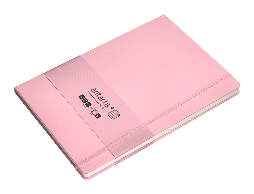 CUADERNO CON GOMILLA ANTARTIK NOTES TAPA DURA A4 HOJAS CUADRICULA ROSA PASTEL 100 HOJAS 80 GR FSC