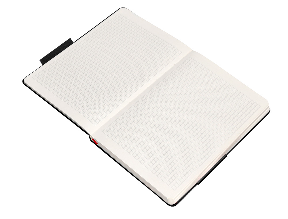 CUADERNO CON GOMILLA ANTARTIK NOTES TAPA DURA A5 HOJAS CUADRICULA NEGRO Y ROJO 100 HOJAS 80 GR FSC
