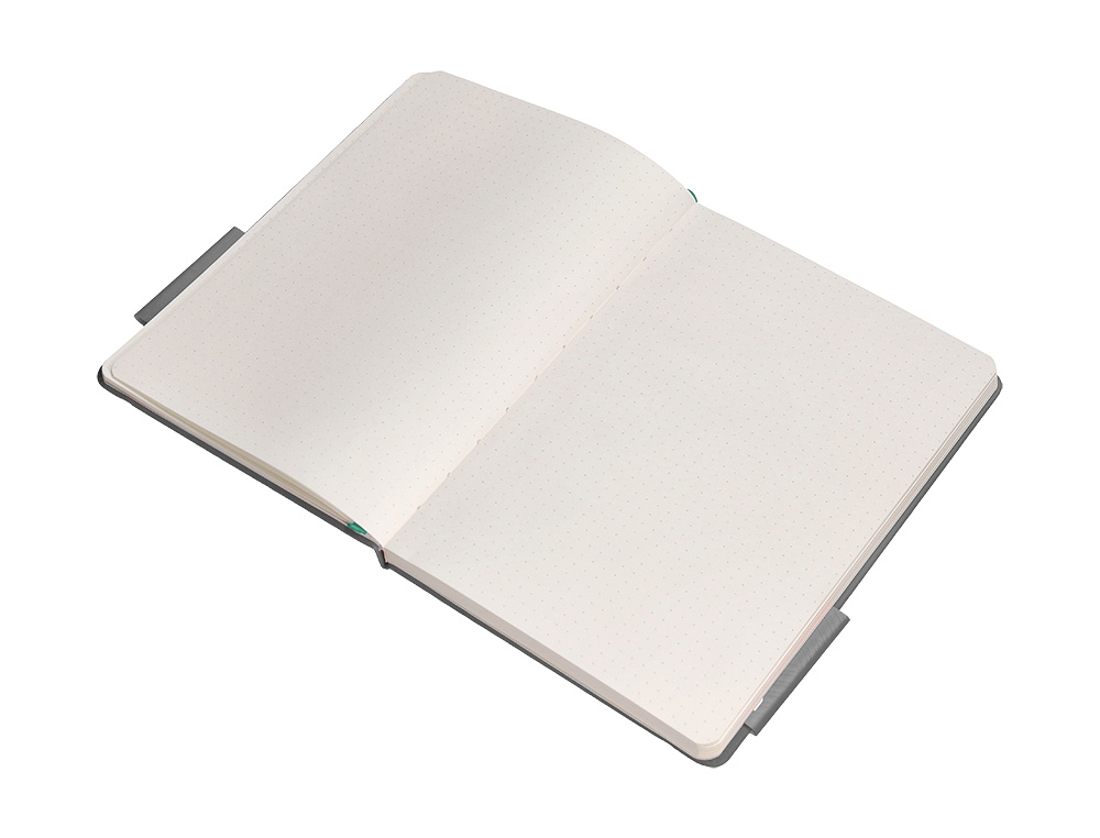CUADERNO CON GOMILLA ANTARTIK NOTES TAPA DURA A4 HOJAS PUNTOS GRIS Y TURQUESA 100 HOJAS 80 GR FSC