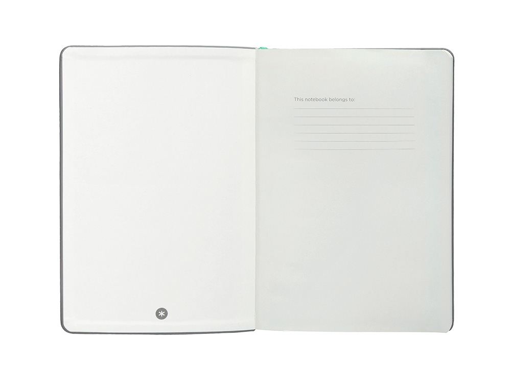 CUADERNO CON GOMILLA ANTARTIK NOTES TAPA DURA A4 HOJAS RAYAS GRIS Y TURQUESA 100 HOJAS 80 GR FSC