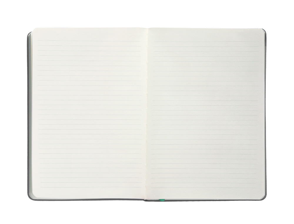CUADERNO CON GOMILLA ANTARTIK NOTES TAPA DURA A4 HOJAS RAYAS GRIS Y TURQUESA 100 HOJAS 80 GR FSC