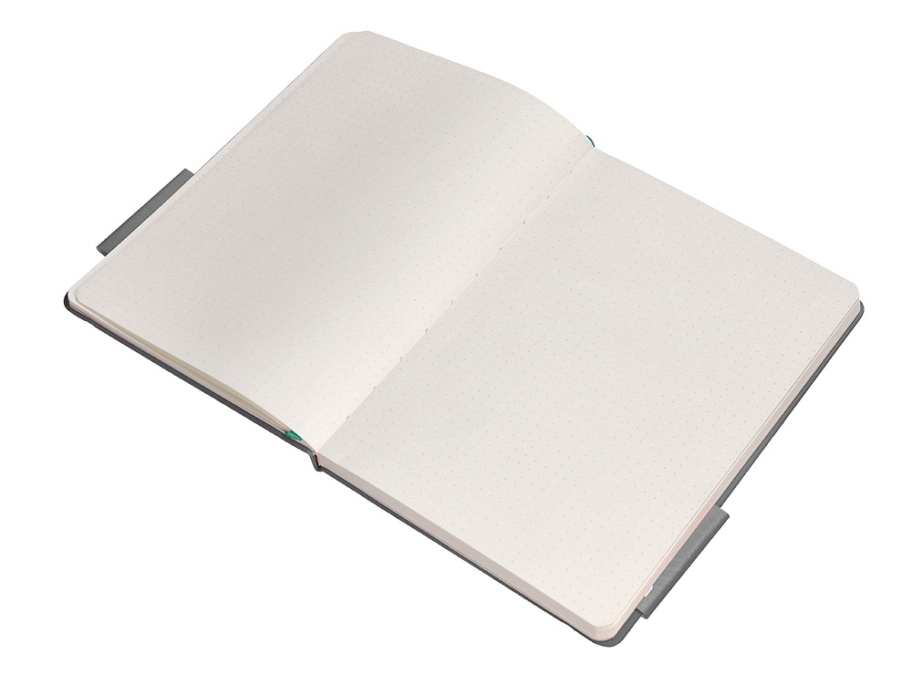 CUADERNO CON GOMILLA ANTARTIK NOTES TAPA DURA A5 HOJAS PUNTOS GRIS Y TURQUESA 100 HOJAS 80 GR FSC