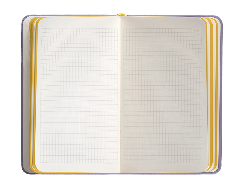CUADERNO CON GOMILLA ANTARTIK NOTES TAPA DURA A6 HOJAS CUADRICULA MORADO Y AMARILLO 100 HOJAS 80 GR FSC