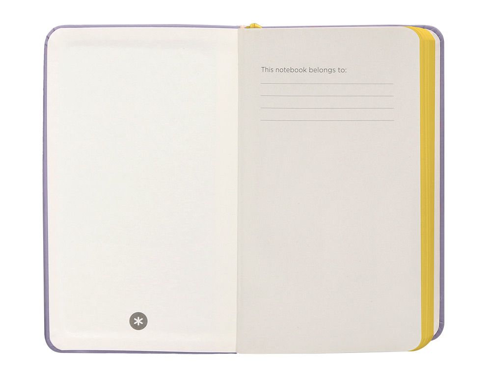 CUADERNO CON GOMILLA ANTARTIK NOTES TAPA DURA A6 HOJAS CUADRICULA MORADO Y AMARILLO 100 HOJAS 80 GR FSC