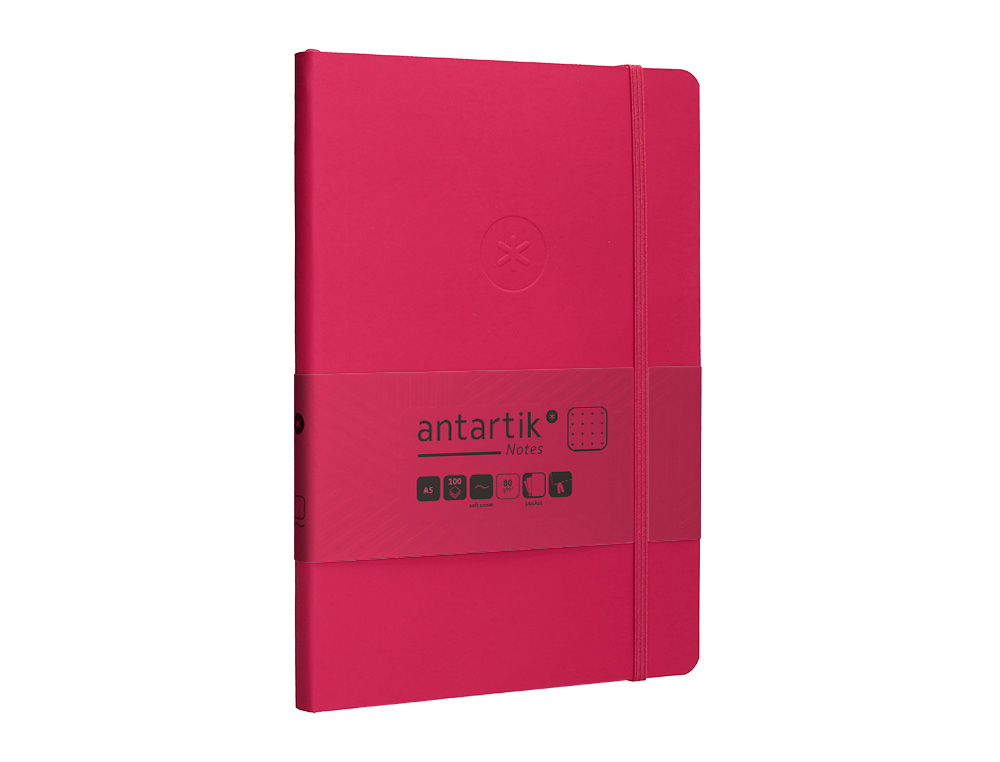 CUADERNO CON GOMILLA ANTARTIK NOTES TAPA BLANDA A5 HOJAS PUNTOS BURDEOS 80 HOJAS 80 GR FSC