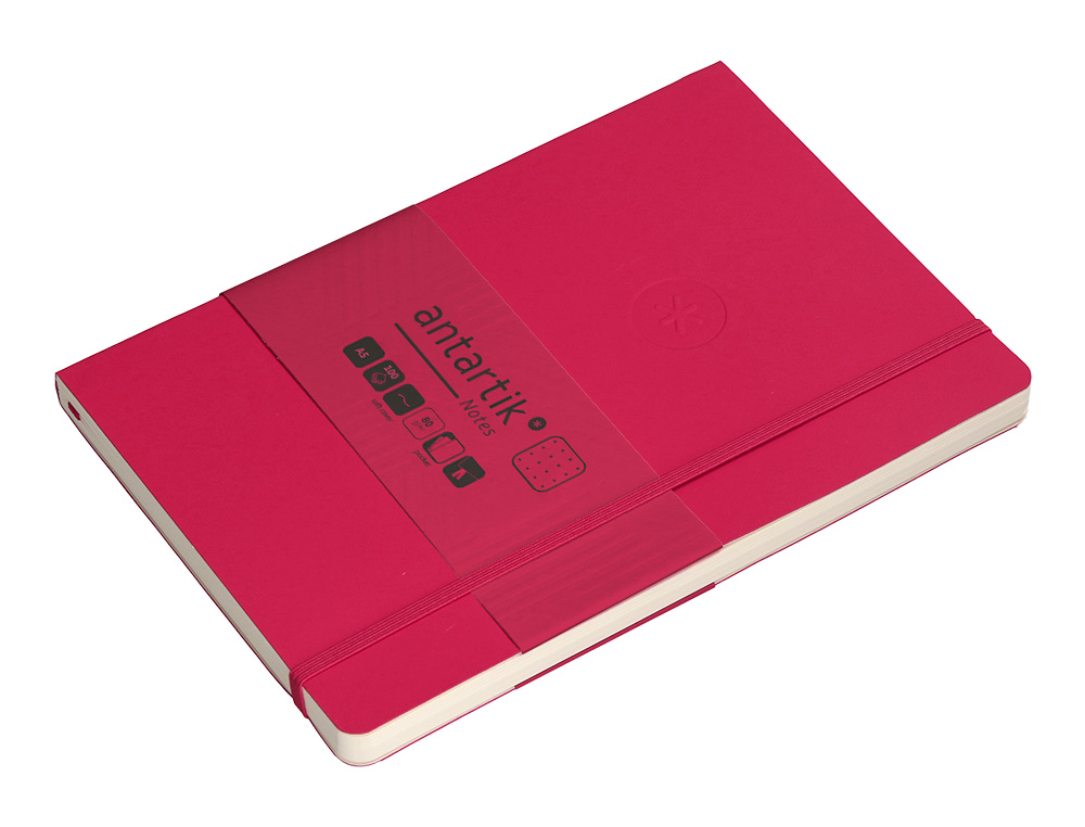 CUADERNO CON GOMILLA ANTARTIK NOTES TAPA BLANDA A5 HOJAS PUNTOS BURDEOS 80 HOJAS 80 GR FSC