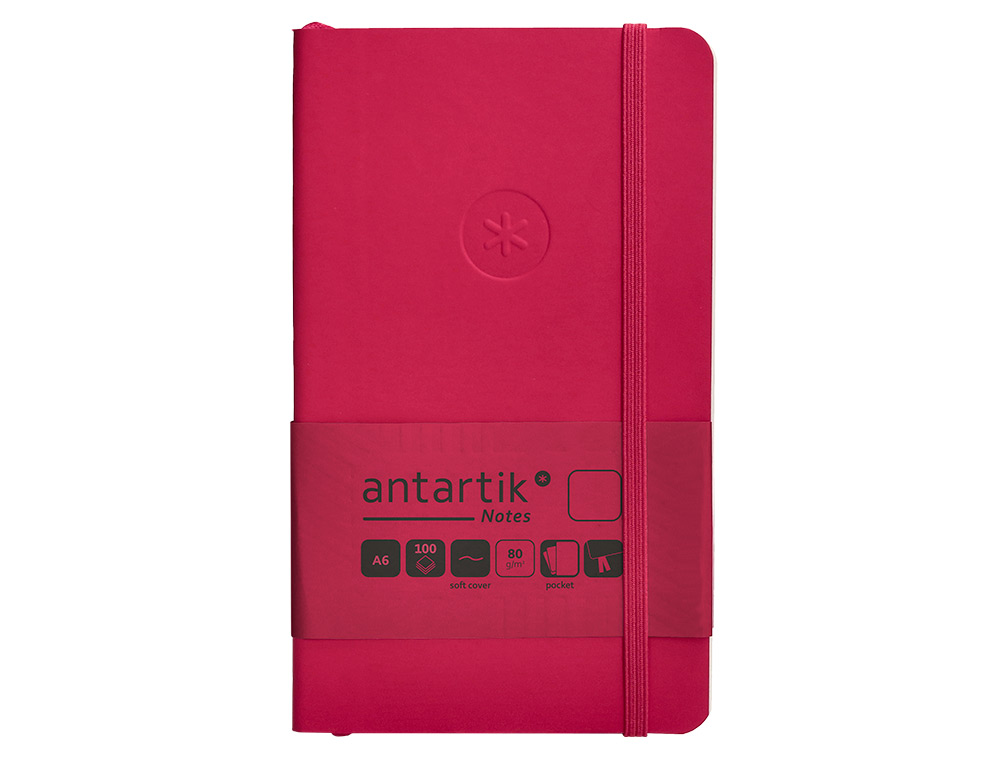 CUADERNO CON GOMILLA ANTARTIK NOTES TAPA BLANDA A6 HOJAS LISAS BURDEOS 100 HOJAS 80 GR FSC
