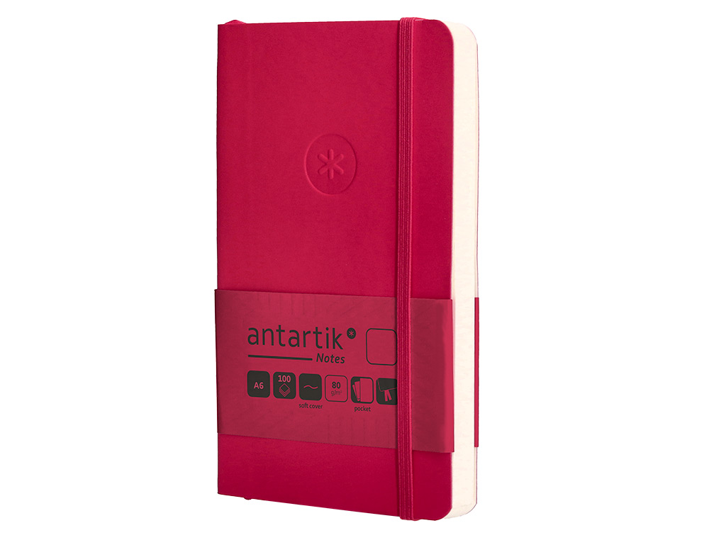 CUADERNO CON GOMILLA ANTARTIK NOTES TAPA BLANDA A6 HOJAS LISAS BURDEOS 100 HOJAS 80 GR FSC