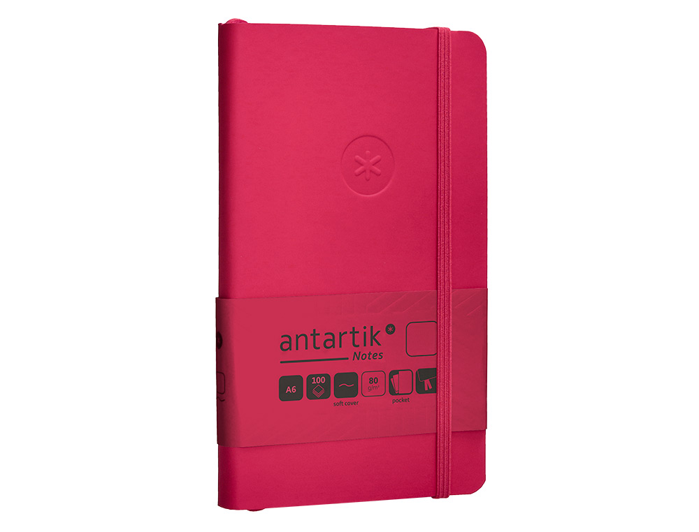 CUADERNO CON GOMILLA ANTARTIK NOTES TAPA BLANDA A6 HOJAS LISAS BURDEOS 100 HOJAS 80 GR FSC