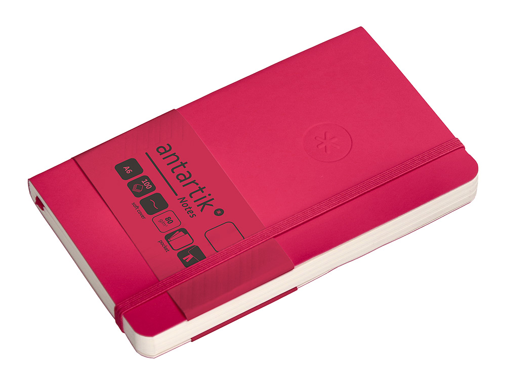 CUADERNO CON GOMILLA ANTARTIK NOTES TAPA BLANDA A6 HOJAS LISAS BURDEOS 100 HOJAS 80 GR FSC