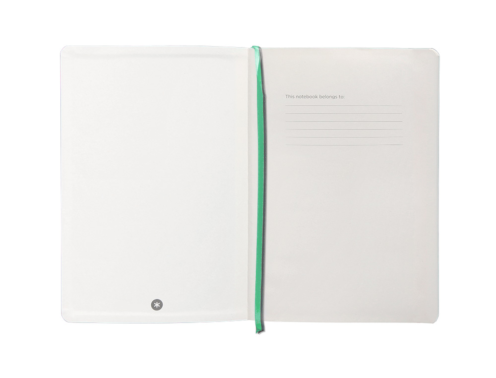 CUADERNO CON GOMILLA ANTARTIK NOTES TAPA BLANDA A5 HOJAS RAYAS GRIS Y TURQUESA 80 HOJAS 80 GR FSC