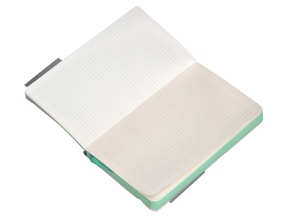 CUADERNO CON GOMILLA ANTARTIK NOTES TAPA BLANDA A6 CUADRICULA GRIS Y TURQUESA 100 HOJAS 80 GR FSC