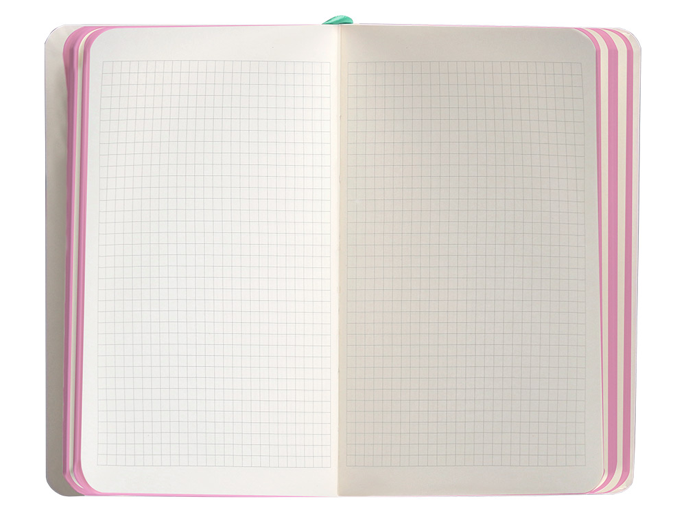 CUADERNO CON GOMILLA ANTARTIK NOTES TAPA BLANDA A6 CUADRICULA ROSA Y TURQUESA 100 HOJAS 80 GR FSC
