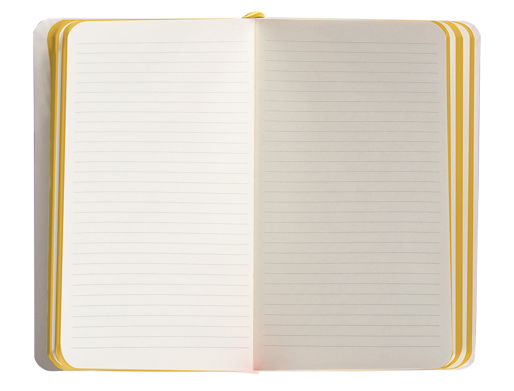 CUADERNO CON GOMILLA ANTARTIK NOTES TAPA BLANDA A6 RAYAS MORADO Y AMARILLO 100 HOJAS 80 GR FSC