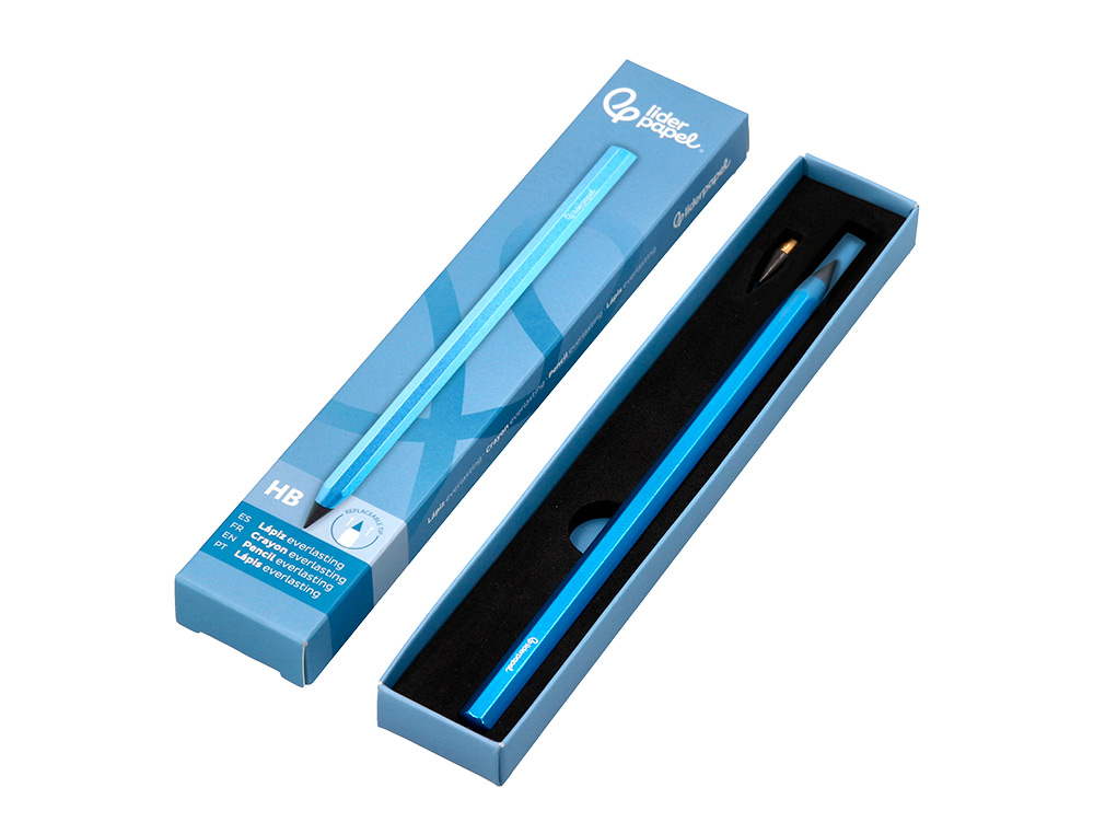 LAPIZ DE GRAFITO INFINITO LIDERPAPEL ALUMINIO HEXAGONAL AZUL ULTRA RESISTENTE 1 PUNTA DE RECAMBIO
