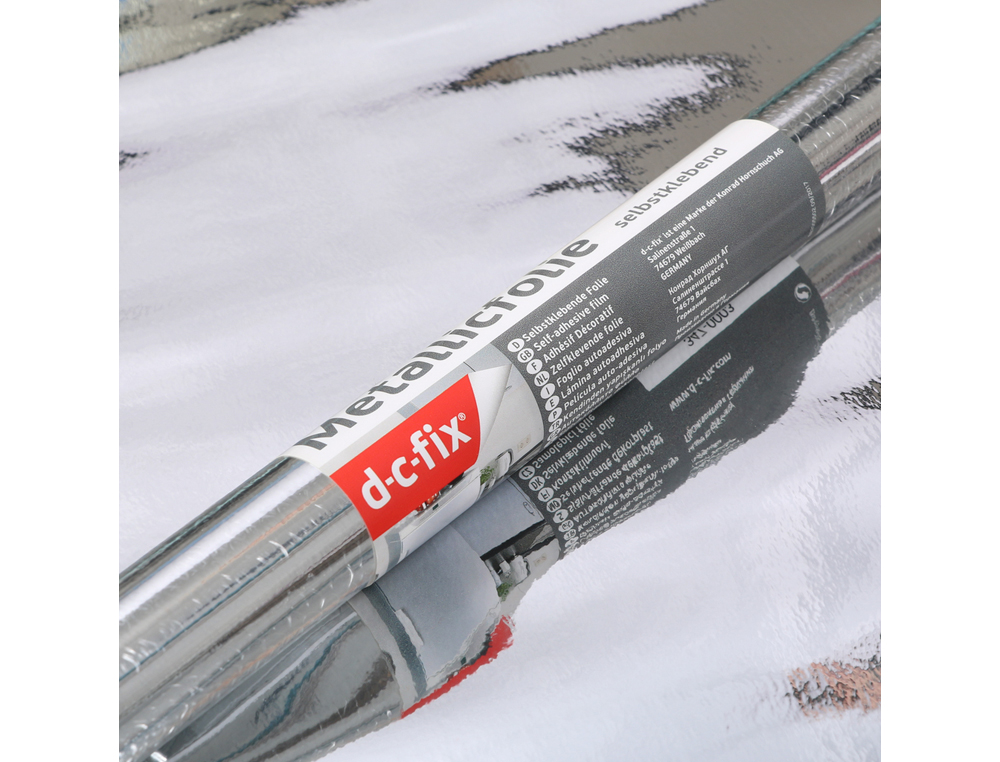 ROLLO ADHESIVO D-C-FIX PLATA BRILLO ANCHO 45 CM LARGO 15 MT
