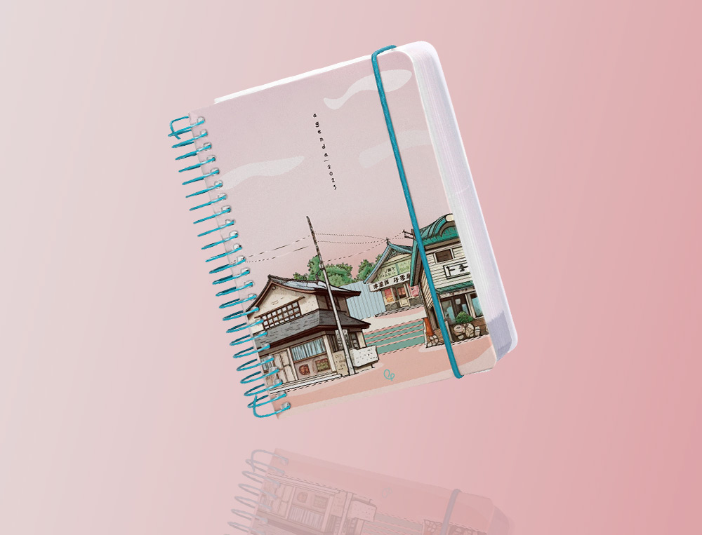 AGENDA ESPIRAL LIDERPAPEL SANTORINI A6 2025 DIA PAGINA 4 DISEÑOS SURTIDOS PAPEL 60GR